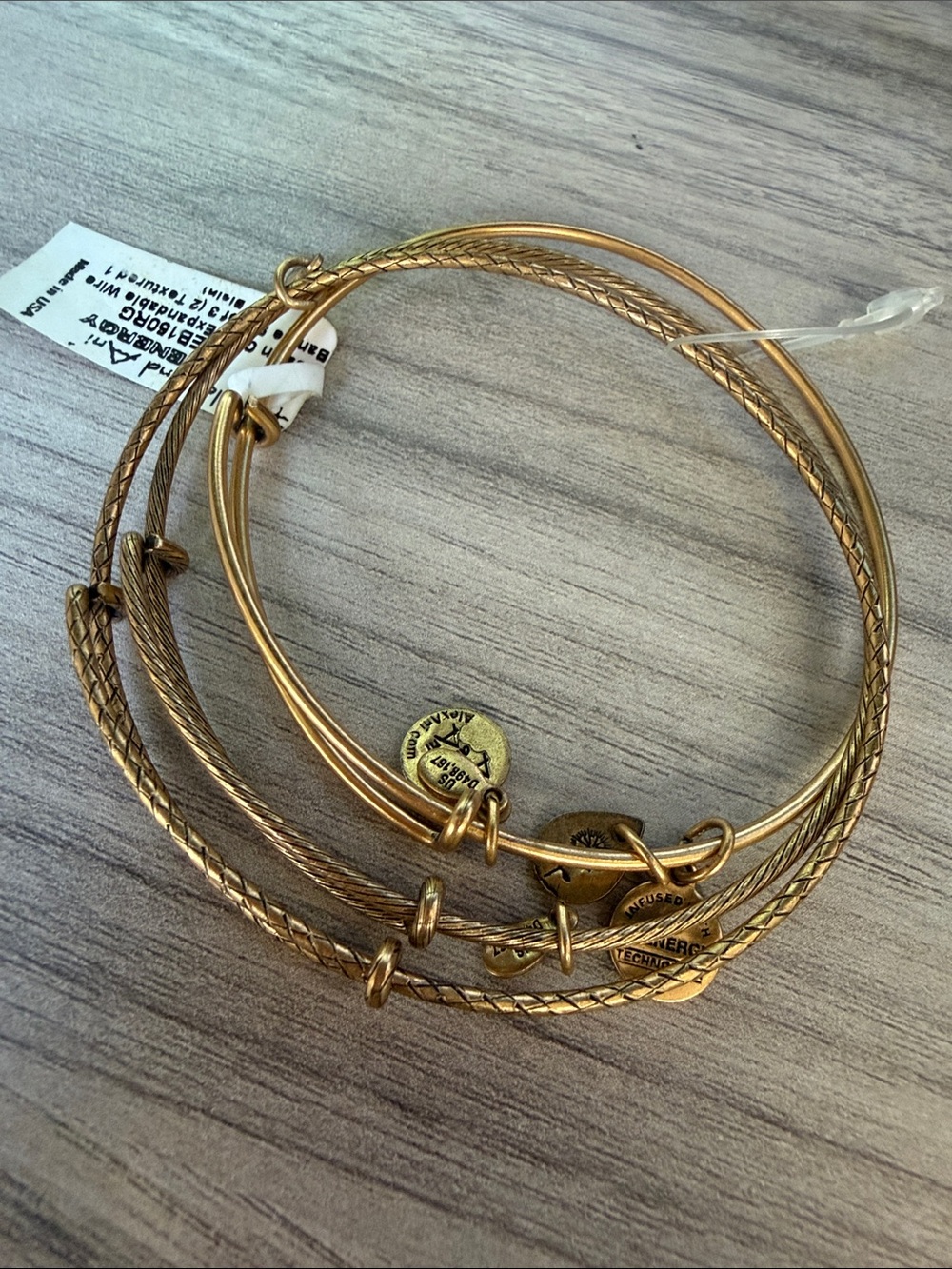 Alex and Ani Gold Tone Stackable Charm Bangle Set